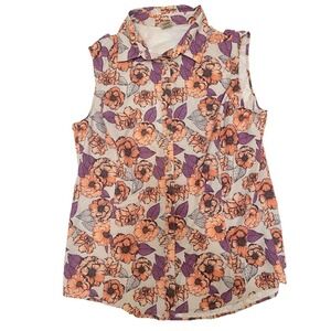 Duluth Trading Shirt‎ Womens Size Large Floral Nylon Sleeveless Button Up Top